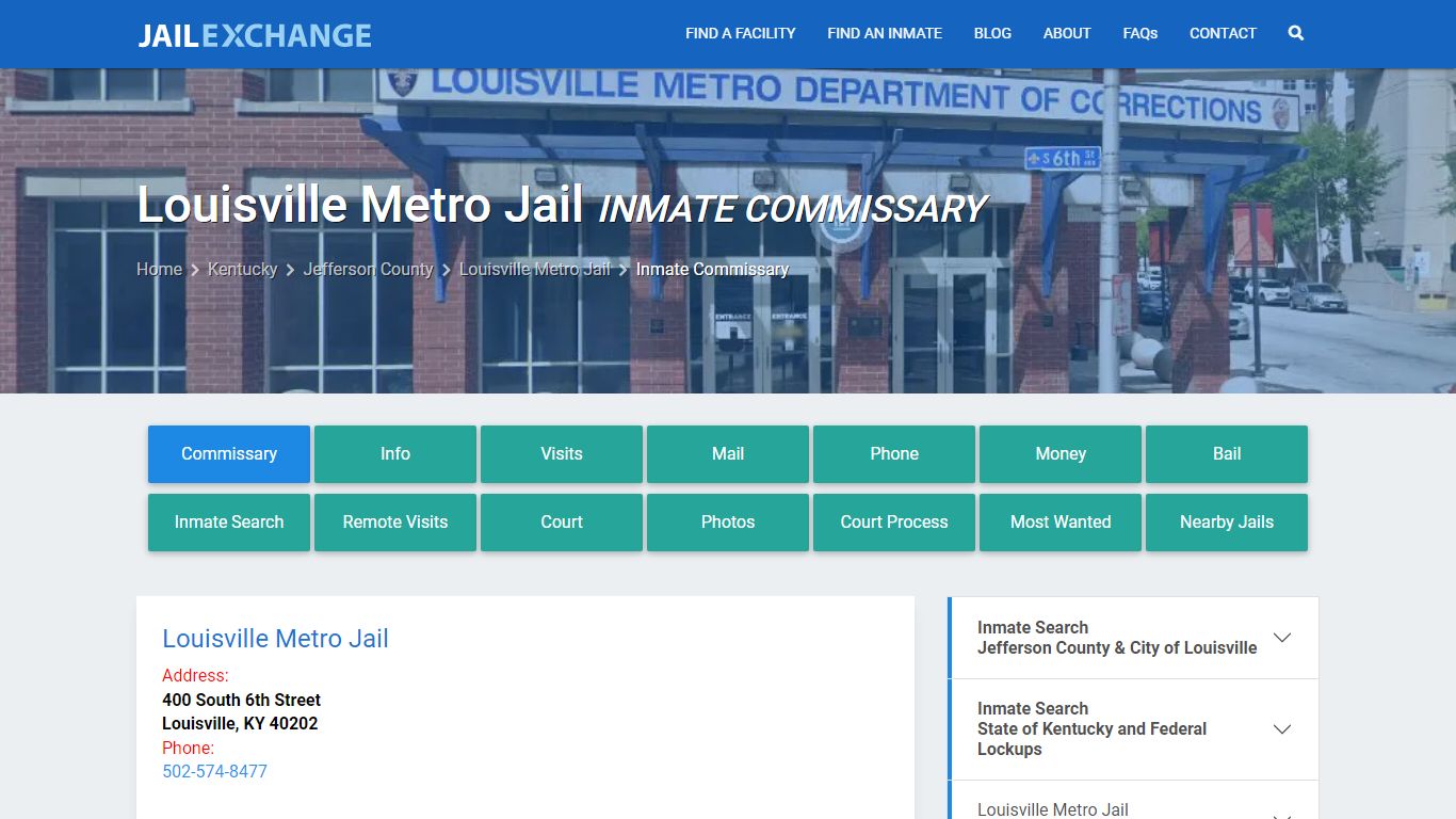 Inmate Commissary, Care Packs - Louisville Metro Jail, KY